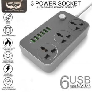 3 Power Socket Anti Static Power Extension